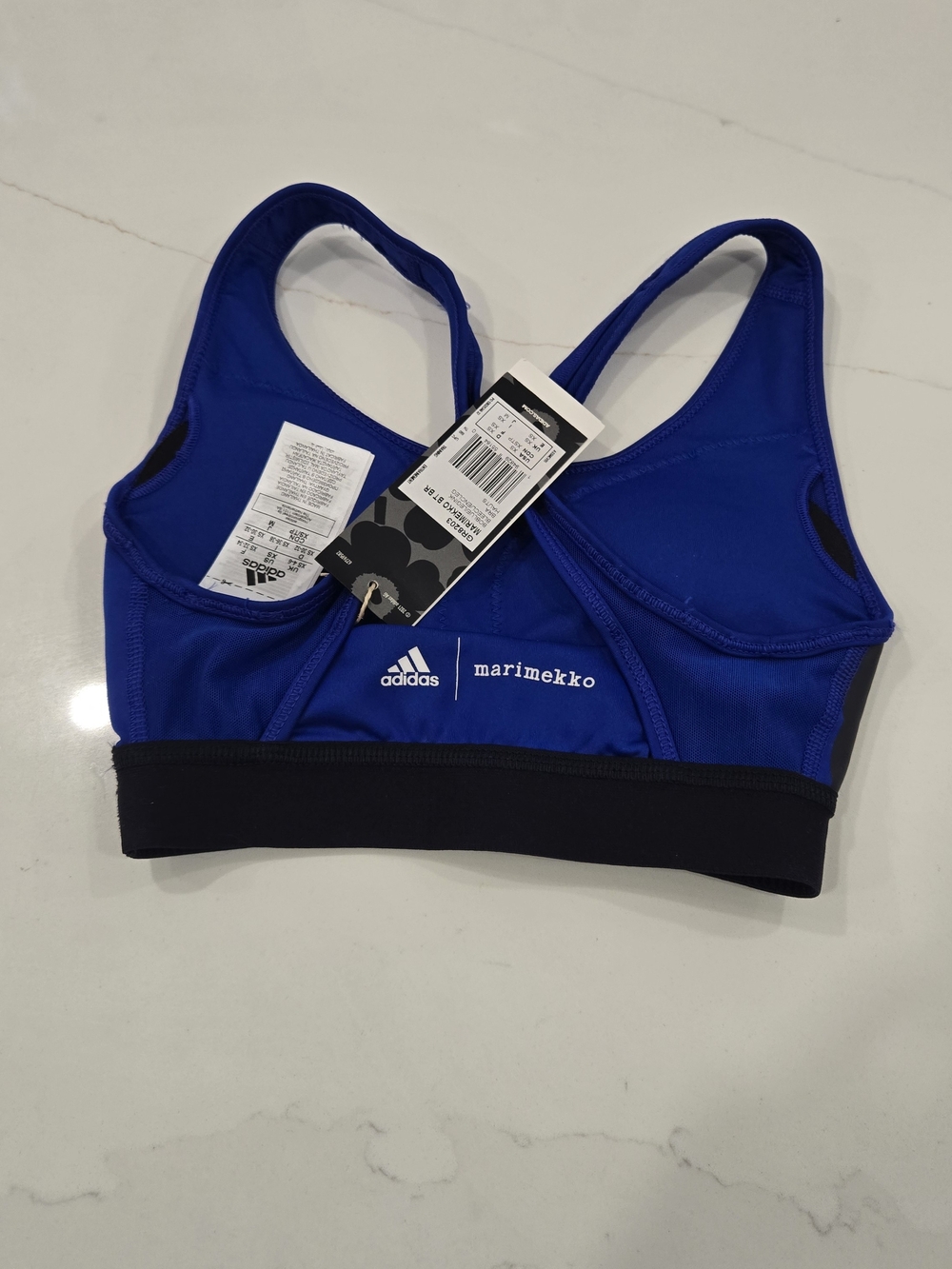 adidas marimekko Royal Blue and Black Performance Sports Bra